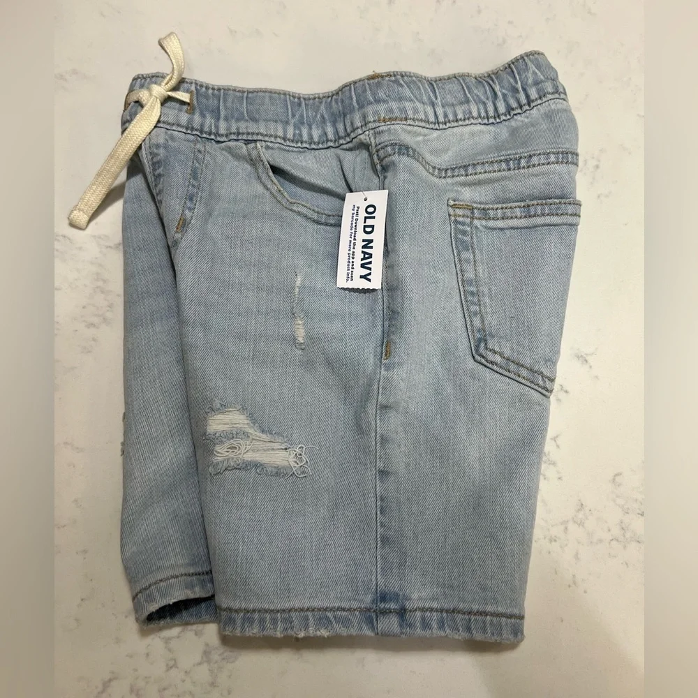 Old Navy Light Blue Denim Shorts with High Waist and Distressed Look for boy